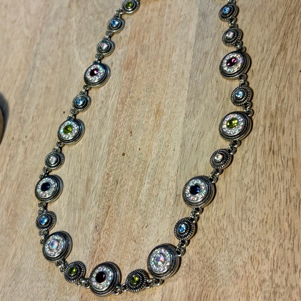 Lia Sophia multi tones of rhinestone necklace signed